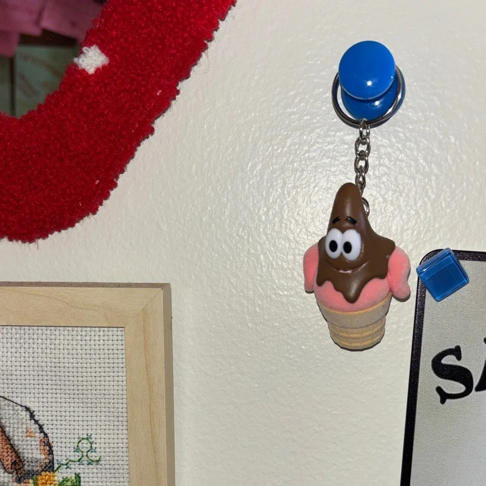 Ice Cream Cone Keychain with Blue Magnet